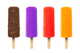Ice cream popsicles on an isolated white background