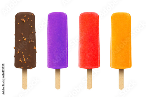 Ice cream popsicles on an isolated white background