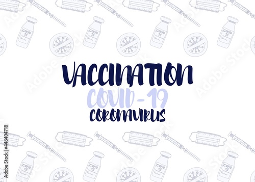 Coronavirus vaccination poster with doodles sketch