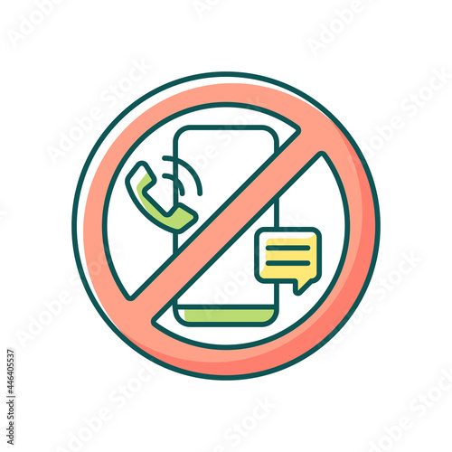 Digital detox RGB color icon. Refraining from using tech devices. Fully disconnection from smartphones. Break from social media apps. Isolated vector illustration. Simple filled line drawing