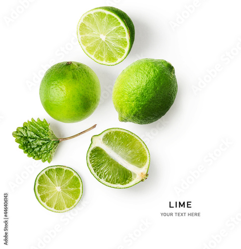 Fototapeta Naklejka Na Ścianę i Meble -  Lime citrus fruits composition and creative layout.