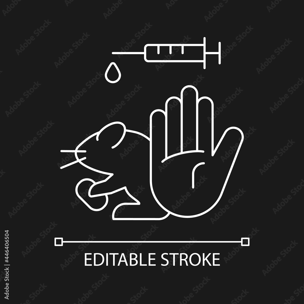 No hamster testing white linear icon for dark theme. Refusal for animal  abuse in lab research. Thin line customizable illustration. Isolated vector  contour symbol for night mode. Editable stroke Stock Vector |