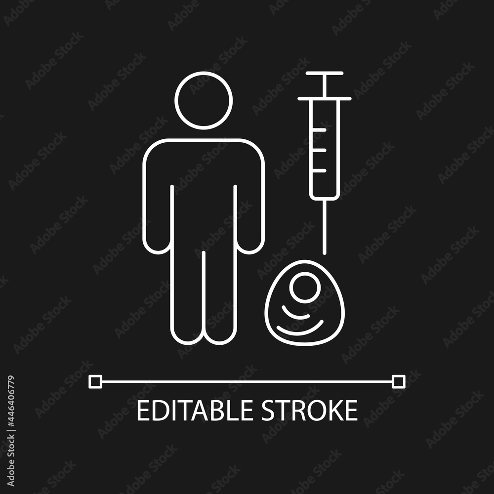 Human cell testing white linear icon for dark theme. Alternative for animal experiment. Thin line customizable illustration. Isolated vector contour symbol for night mode. Editable stroke Human cell testing white linear icon for dark theme. Alternative for animal experiment. Thin line customizable illustration. Isolated vector contour symbol for night mode. Editable stroke