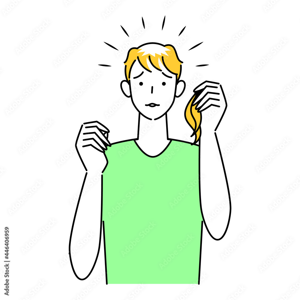 ヘアケア 抜け毛か多くなり頭頂部の薄毛が目立ってきて困り顔の可愛い男性 イラスト シンプル ベクター Hair Care. A cute guy with a troubled face who is losing his hair and thinning hair on the top of his head is becoming more noticeable. Simple ヘアケア 抜け毛か多くなり頭頂部の薄毛が目立ってきて困り顔の可愛い男性 イラスト シンプル ベクター Hair Care. A cute guy with a troubled face who is losing his hair and thinning hair on the top of his head is becoming more noticeable. Simple