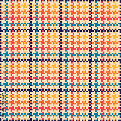 Check pattern vector. Multicolored plaid background in navy blue  red  orange  yellow  beige for shirt  skirt  bag  purse  other modern spring summer autumn fashion textile design.