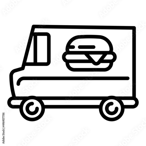 Burger street food truck icon. Outline burger street food truck vector icon for web design isolated on white background