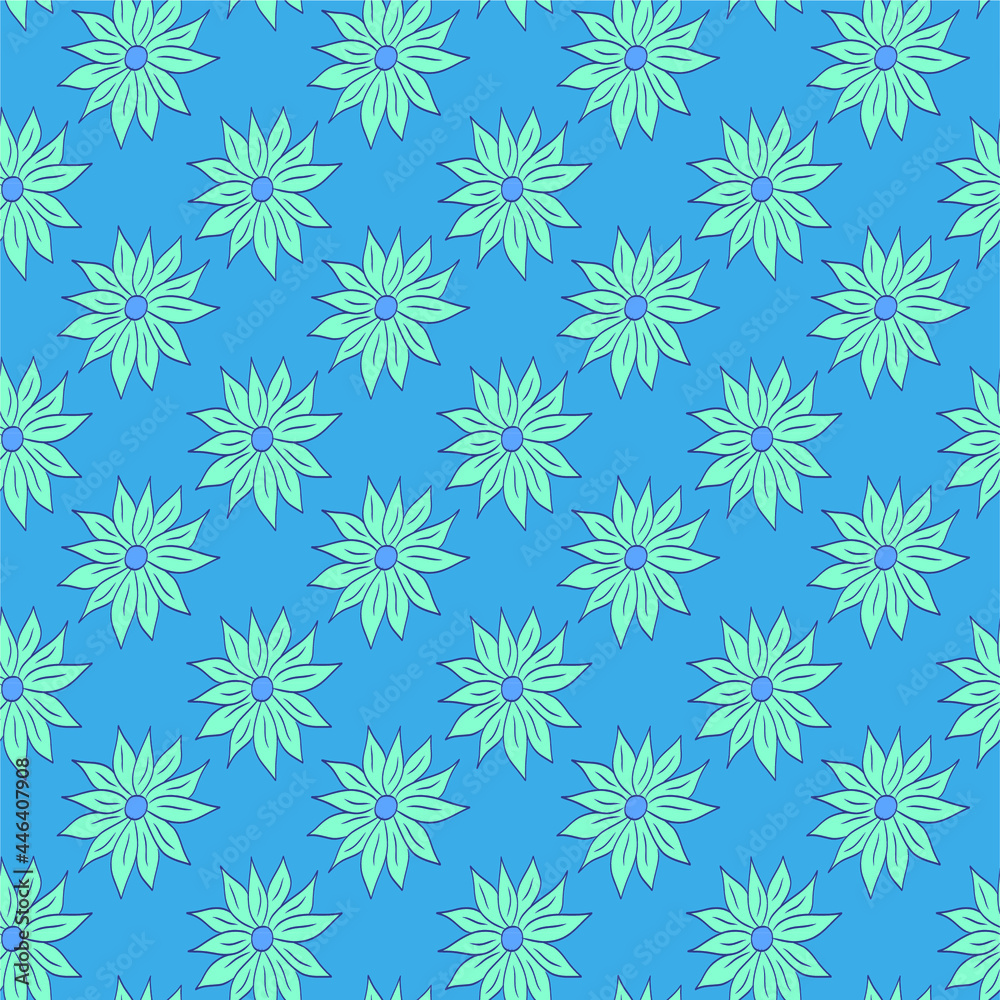 floral blue and yellow seamless pattern