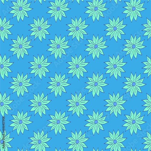 floral blue and yellow seamless pattern