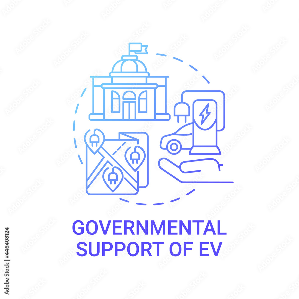 EV governmental support concept icon. Eco-friendly buying promotion abstract idea thin line illustration. Qualitative assessment. Future technology. Vector isolated outline color drawing.