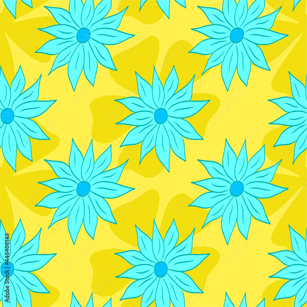 Floral retro meadow seamless pattern