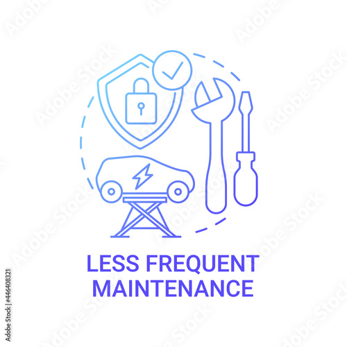 EV less frequent maintenance concept icon. Future transport intelligence solution abstract idea thin line illustration. Practical advantages. Vector isolated outline color drawing.