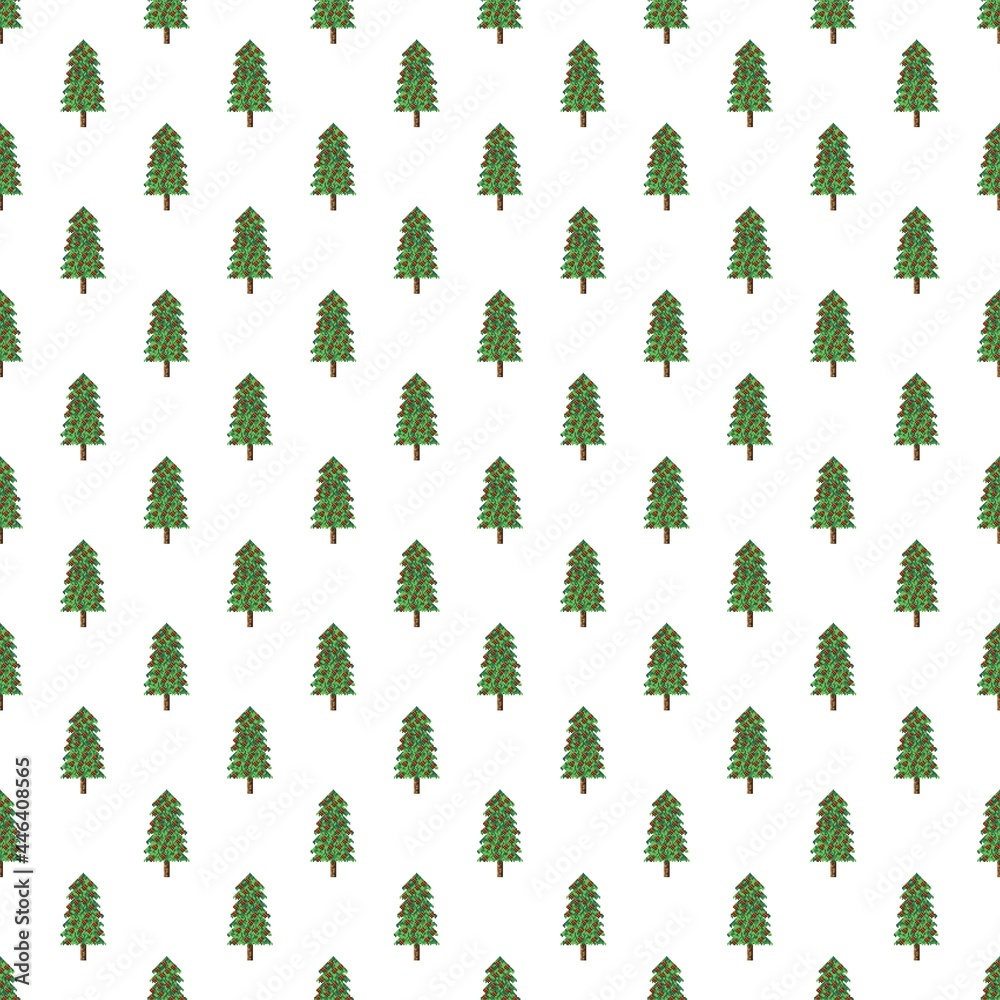 Fototapeta premium Christmas trees pattern pixel art. Seamless pattern. Pixel art Christmas trees pattern. 