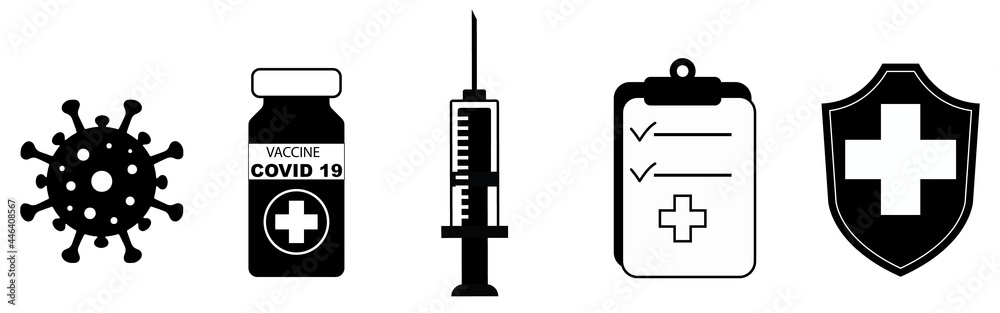 vaccine icon set, vaccine step by step symbol, vector illustration vaccine icon set, vaccine step by step symbol, vector illustration