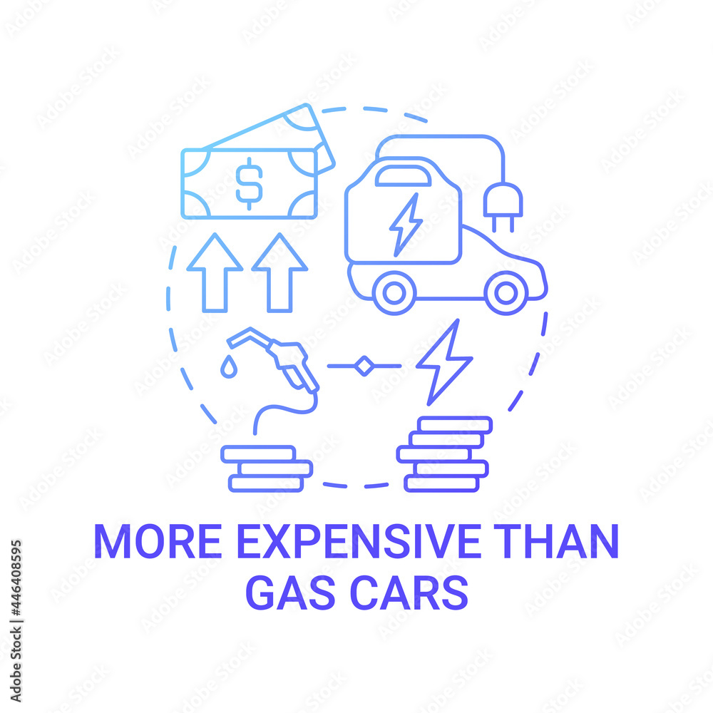 Hybrid car cost difference concept icon. Electric vehicle expensive maintenance abstract idea thin line illustration. Safety protection car. Hi-tech service. Vector isolated outline color drawing.