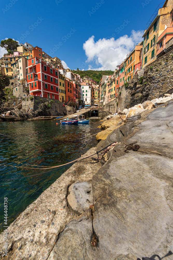 The famous Riomaggiore village, Cinque Terre National Park in Liguria, La Spezia, Italy, Europe. UNESCO world heritage site.