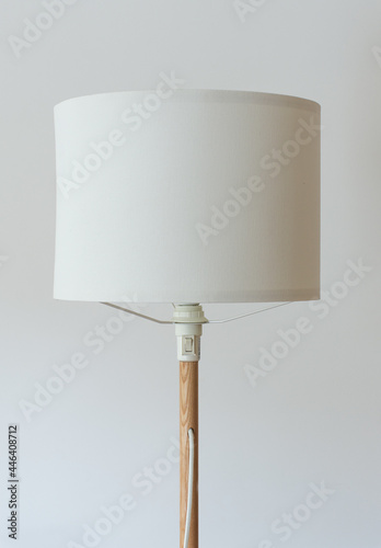 Decorative lampshade isolated on white. Floor lamp. Home interior.
