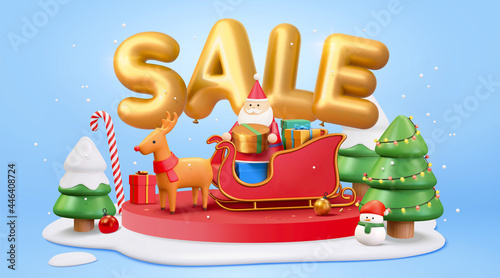 3D Christmas sale banner