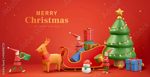 3D Christmas and New Year banner