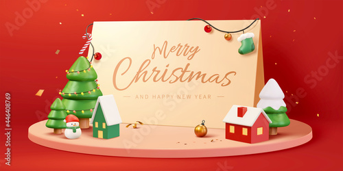 3d Christmas holiday greeting card