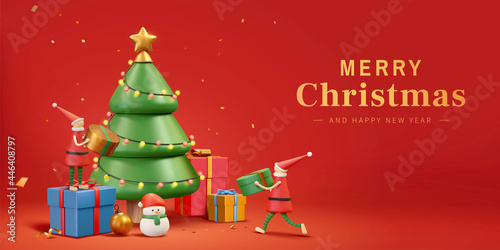 3D Christmas and New Year banner