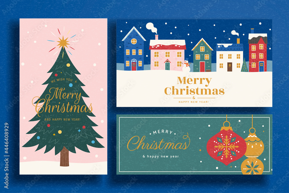 Merry Christmas card and banner Merry Christmas card and banner