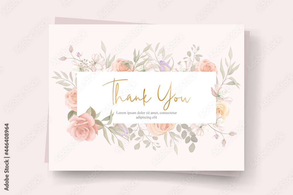 Thank you card design on a flower theme Stock Vector | Adobe Stock