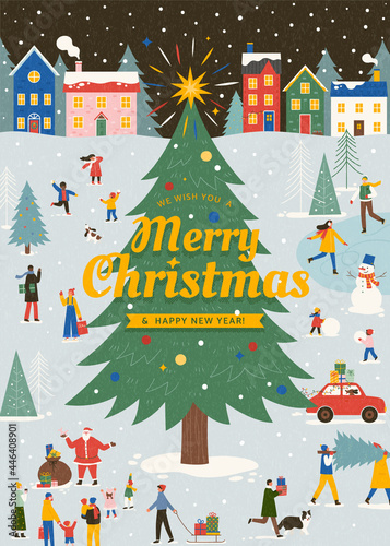 Merry Christmas illustration card
