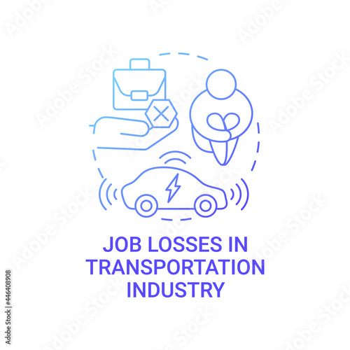 Future transport unemployment threat concept icon. Electric vehicles job losses problem abstract idea thin line illustration. Evolutionary changes. Vector isolated outline color drawing.