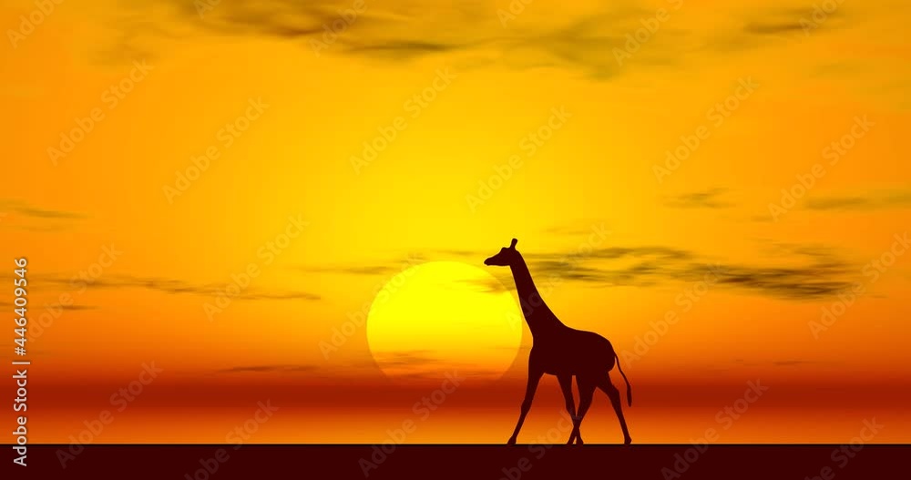 Giraffes walking on the desert 2d animation cartoon Giraffes walking on the desert 2d animation cartoon