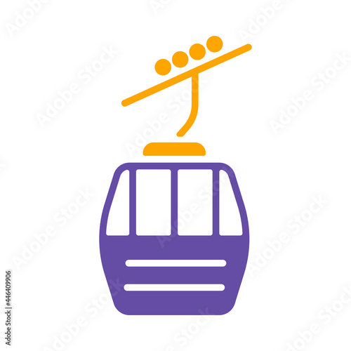 Ski lift gondola flat vector glyph icon