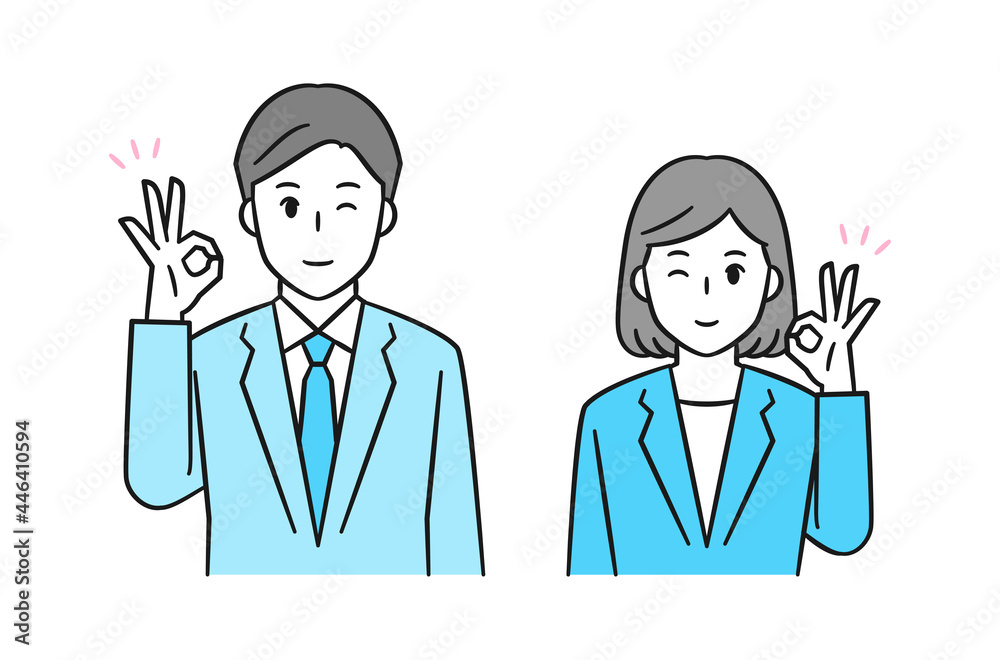 OKサインをする　ビジネスマン、ビジネスウーマン