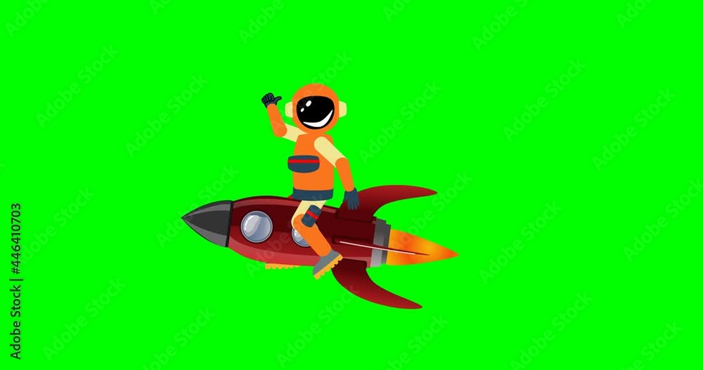 Spacemen sitts on the rocket, 2d animation on green screen Spacemen sitts on the rocket, 2d animation on green screen