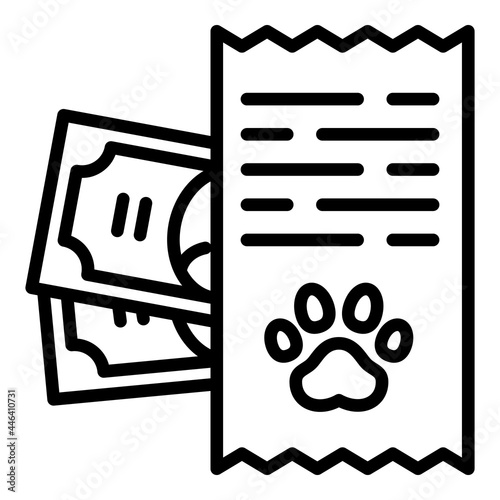 Pet hotel payment icon. Outline pet hotel payment vector icon for web design isolated on white background