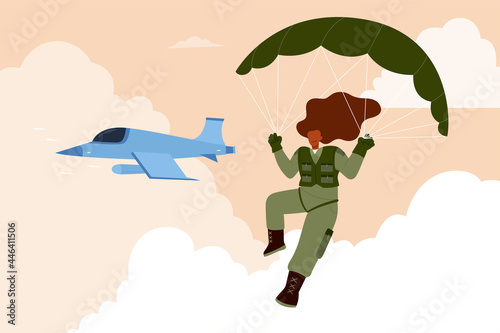 Female paratrooper at work