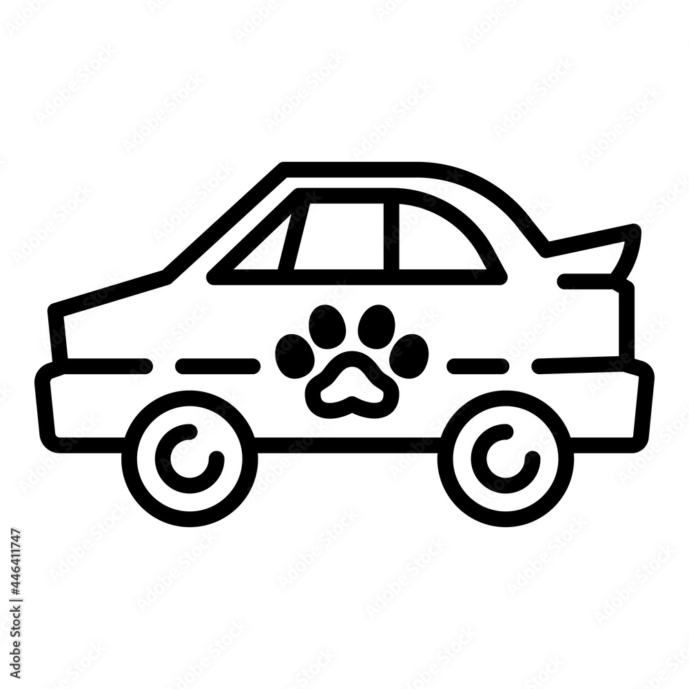 Pet car taxi icon. Outline pet car taxi vector icon for web design isolated on white background