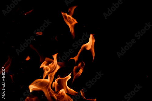 Abstract background fire on black. Flames. Orange fire