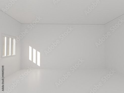 Wallpaper Mural Interior space with white wall window floor ceiling, Minimal modern mock up with sunlight. 3D Rendering illustration. Torontodigital.ca