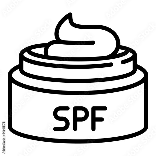 Spf cream jar icon. Outline spf cream jar vector icon for web design isolated on white background