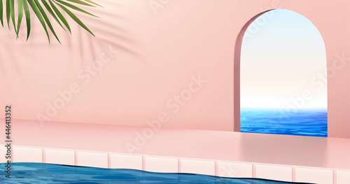 3d swimming pool scene design