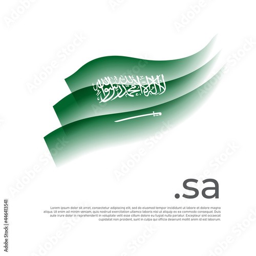 Saudi Arabia flag watercolor. Stripes colors of the saudi arabian flag on a white background. Vector stylized design national poster with sa domain, place for text. State patriotic banner, cover