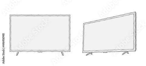 Polygonal vector illustration of TV screens. Led or lcd displays low poly art.