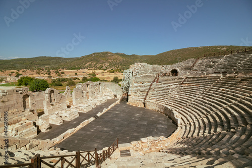 Roman Theater of Patara ancient city in Antalya Turkey. Tourism in Turkey. ancient ruins. Roman architecture. 
