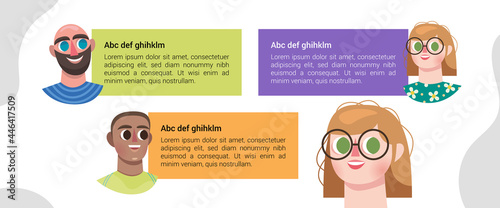 Personne discussion bulle de conversation encart information texte couleur série visage illustration sourire communication