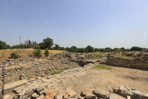 Çanakkale - Turkey 01.July.2021 View from the archaeological site of Troy or Ilion. An ancient Greek city in Asia Minor known from the Greek Homer, who described the first Greek civil war recorded in  photo