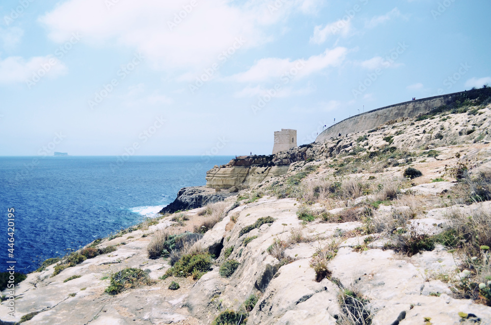 MALTA, VALETTA: Scenic landscape view of the rocky seashore 