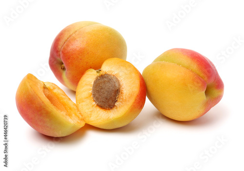 Fresh apricot fruits isolated on white background