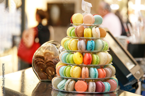 Colorful Macaron in Streetcafe in Rome photo