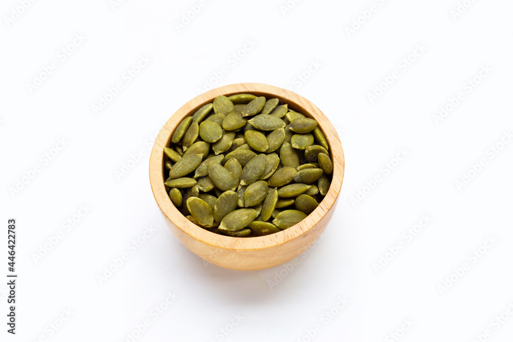 Pumpkin seeds on white background Pumpkin seeds on white background