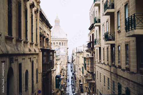 MALTA, VALETTA: Scenic cityscape view of the streets with old buildings  © Marry