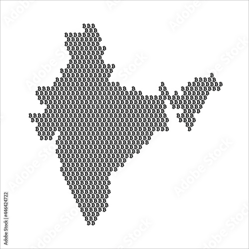 India country map made with bitcoin crypto currency logo